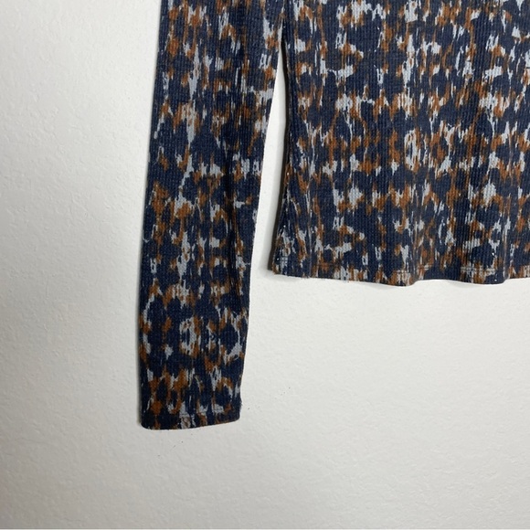 Anthropologie Pilcro Notched Waffle Knit Thermal Long Sleeve Blue Motif - Picture 2 of 6